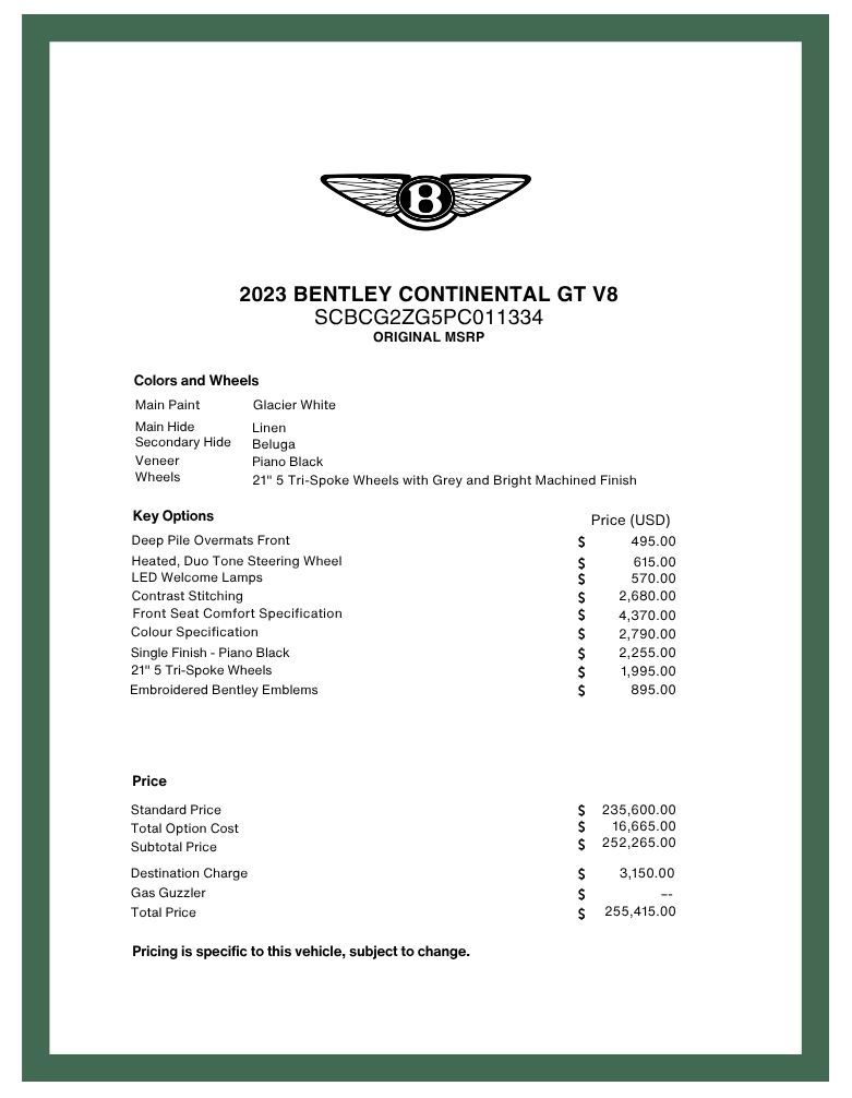 bentley continental gt 2023 SCBCG2ZG5PC011334 image bentley continental gt 2023 SCBCG2ZG5PC011334 image